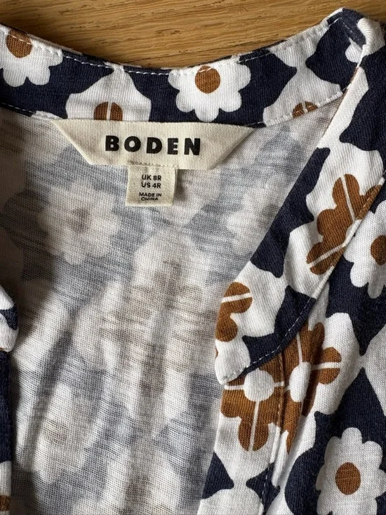 Boden Sleeveless V-Neck Maxi Dress in Navy and Brown Tile Print - Picture 3 of 9